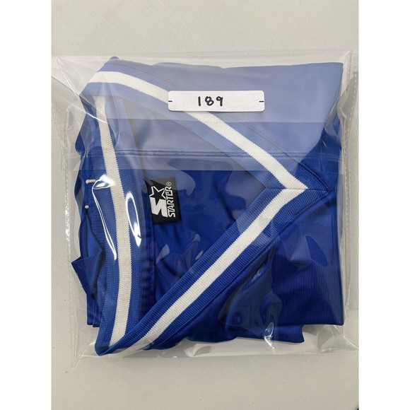 VINTAGE Starter Logo Jersey Men's Top Sz L Blue Athletic Tank Side Zip - Picture 13 of 13